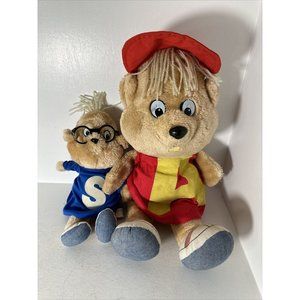 Alvin Chipmunks Pull String Talking 18" Plush Stuffed Ideal '83 - BROKEN STRINGS